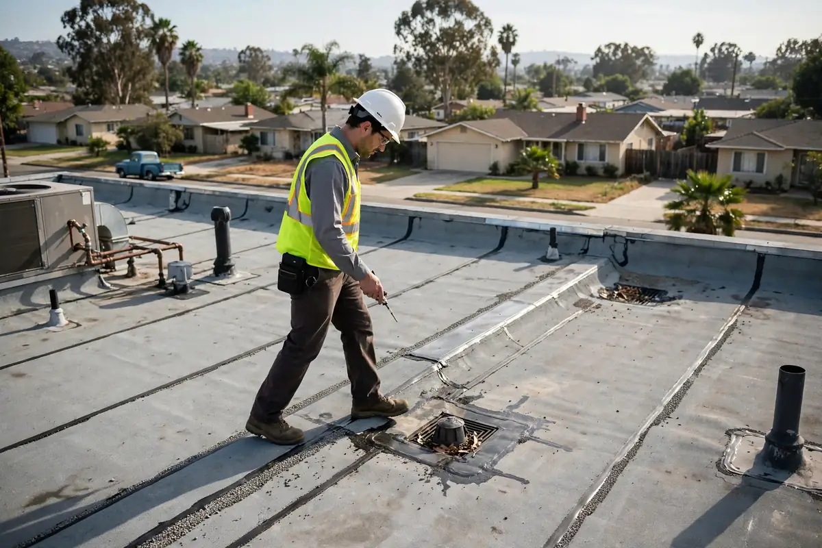 Commercial Roof Inspection in Breezewood Village, La Mirada, CA