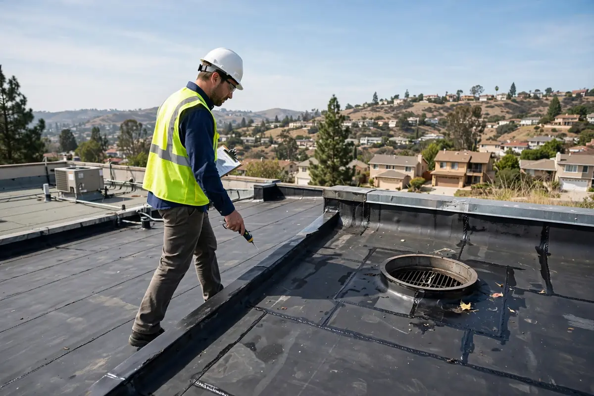 Commercial Roof Inspection in Knolls at Hillsborough, La Mirada, CA