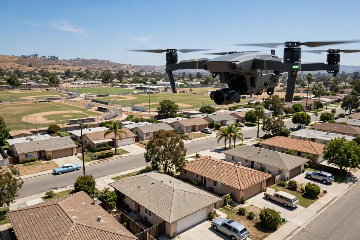 Drone Roof Inspection in Alicante Park, La Mirada, CA