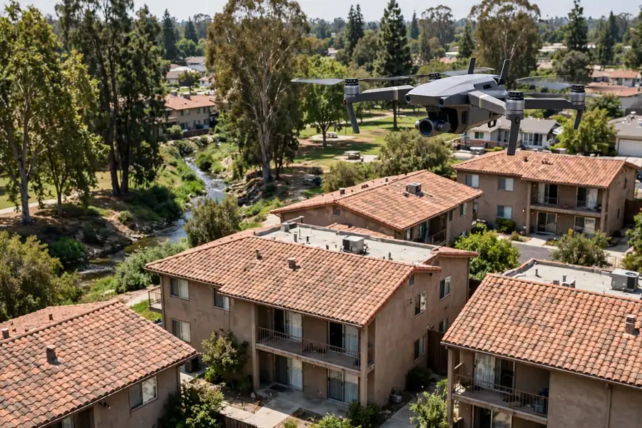 Drone Roof Inspection in Creek Park, La Mirada, CA