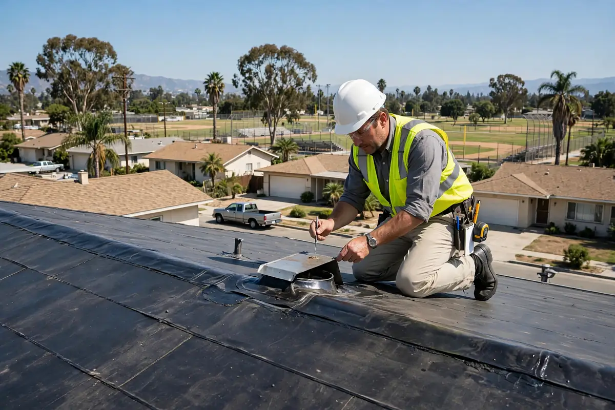 Flat Roof Inspection in Alicante Park, La Mirada, CA
