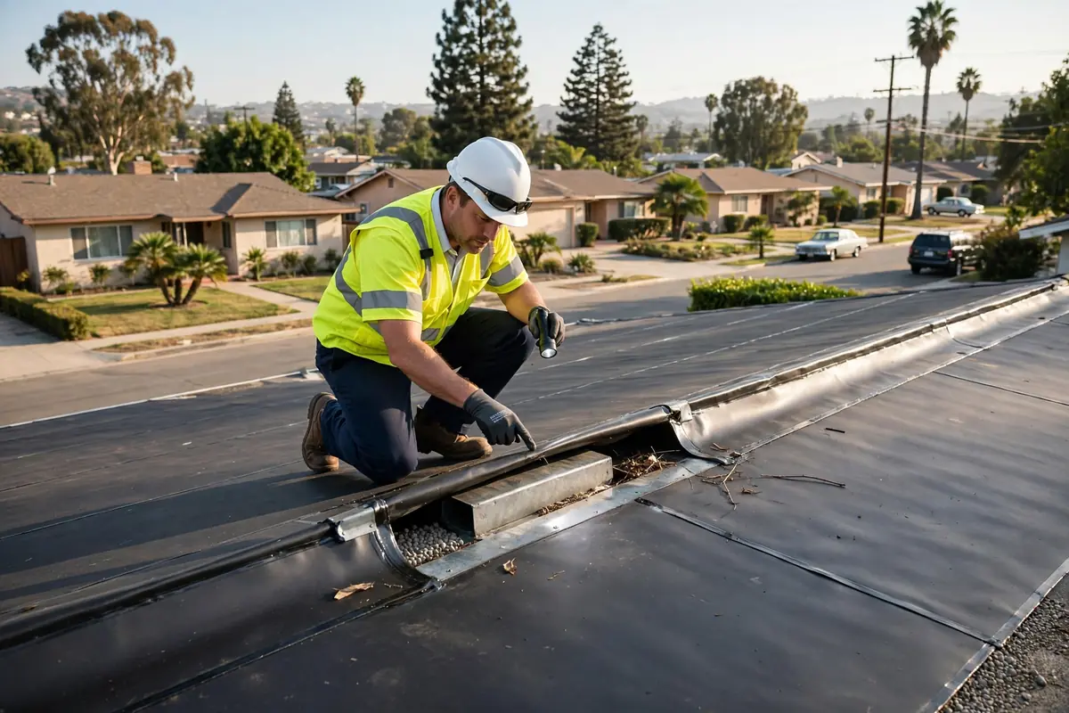 Flat Roof Inspection in Breezewood Village, La Mirada, CA