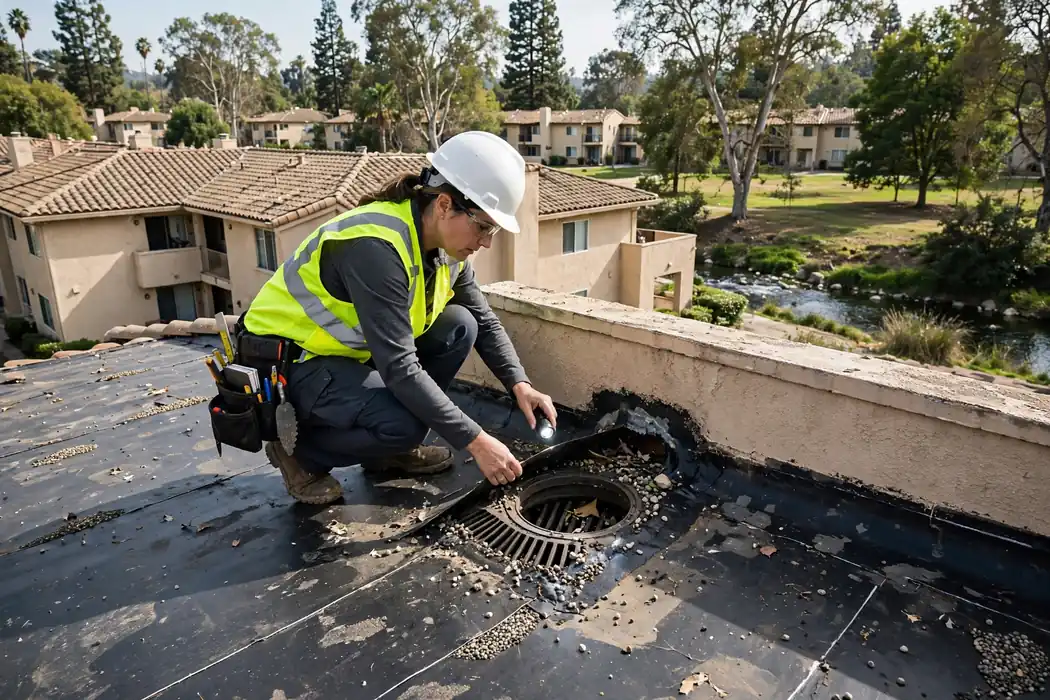 Flat Roof Inspection in Creek Park, La Mirada, CA
