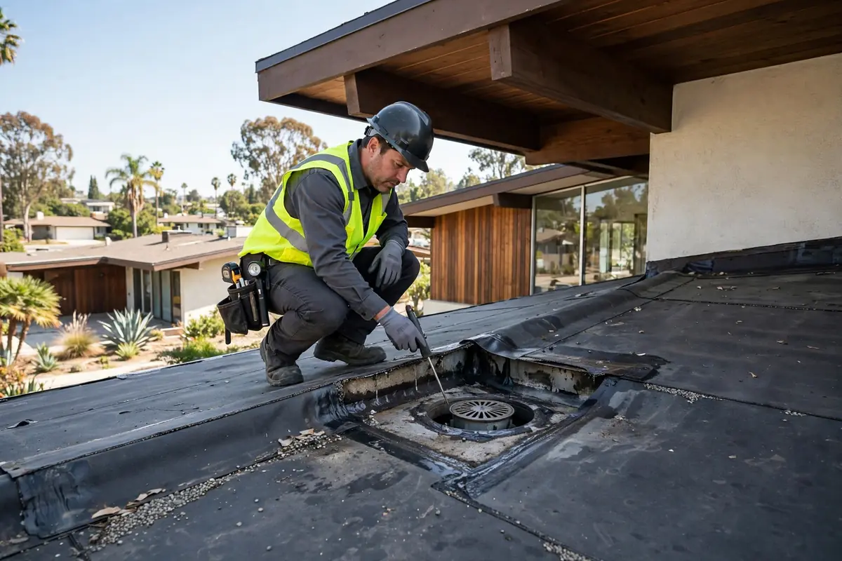 Flat Roof Inspection in Granada Heights, La Mirada, CA