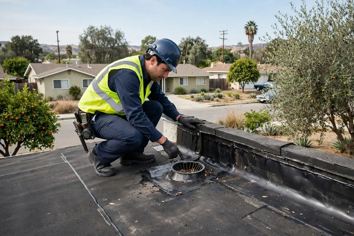 Flat Roof Inspection in Ramhurst Drive, La Mirada, CA