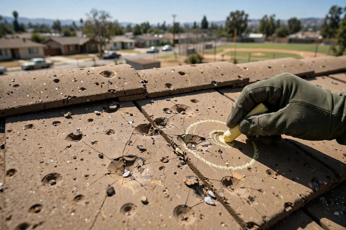 Hail Damage Roof Inspection in Alicante Park, La Mirada, CA