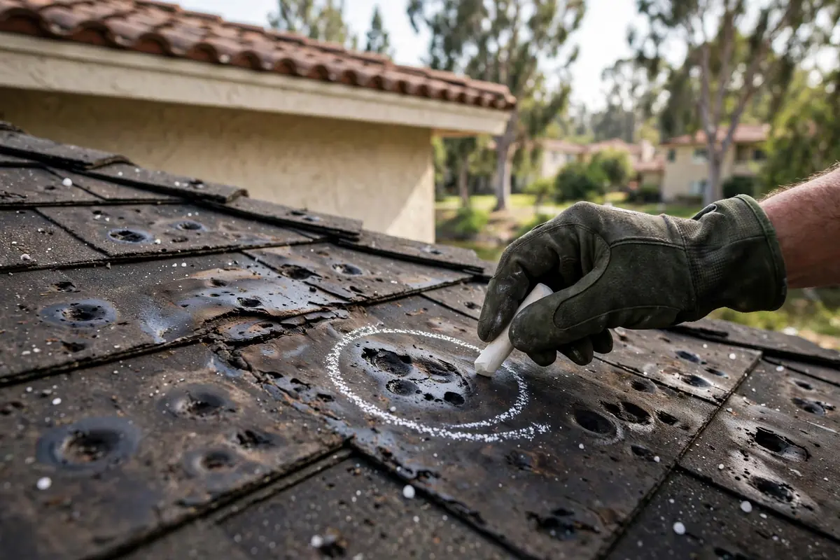 Hail Damage Roof Inspection in Creek Park, La Mirada, CA