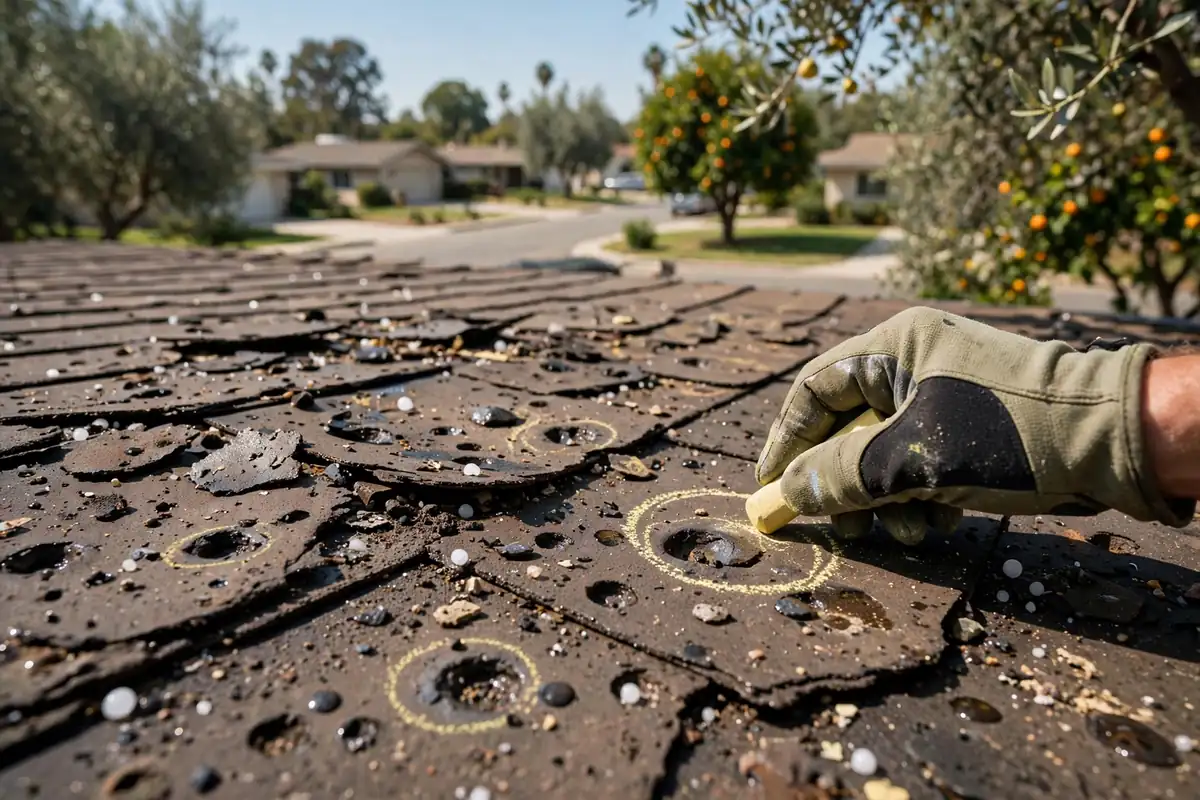 Hail Damage Roof Inspection in Ramhurst Drive, La Mirada, CA