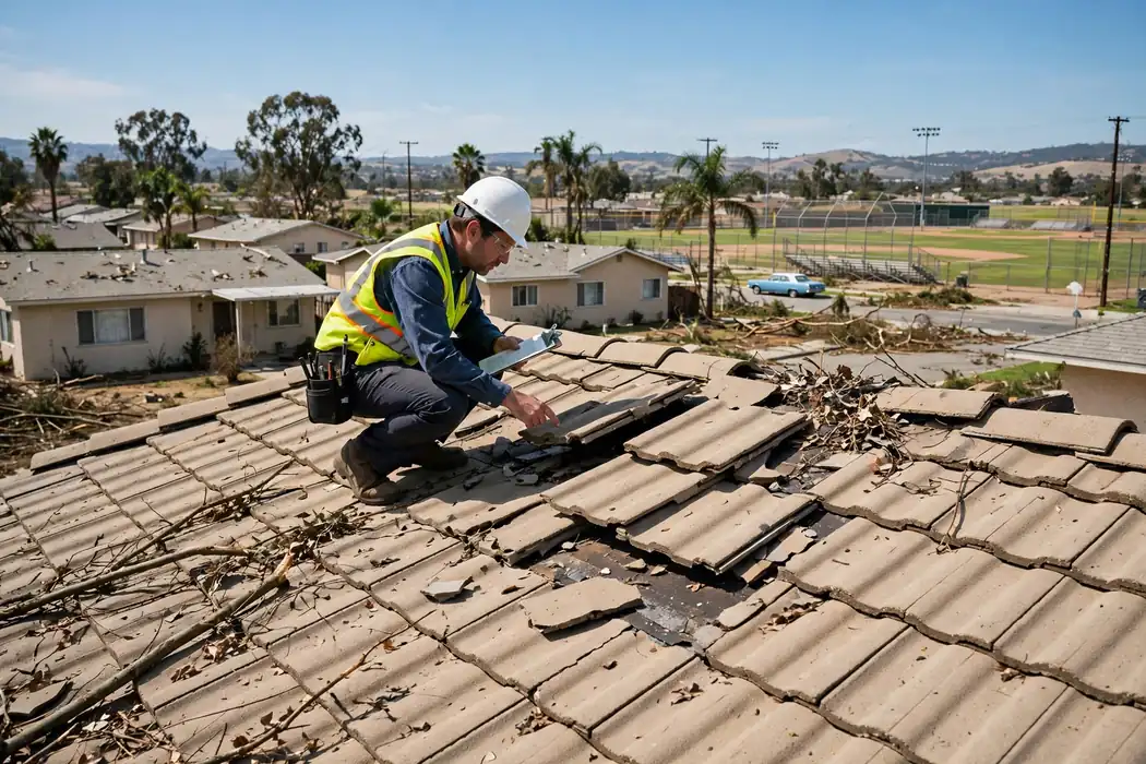Storm Damage Roof Inspection in Alicante Park, La Mirada, CA