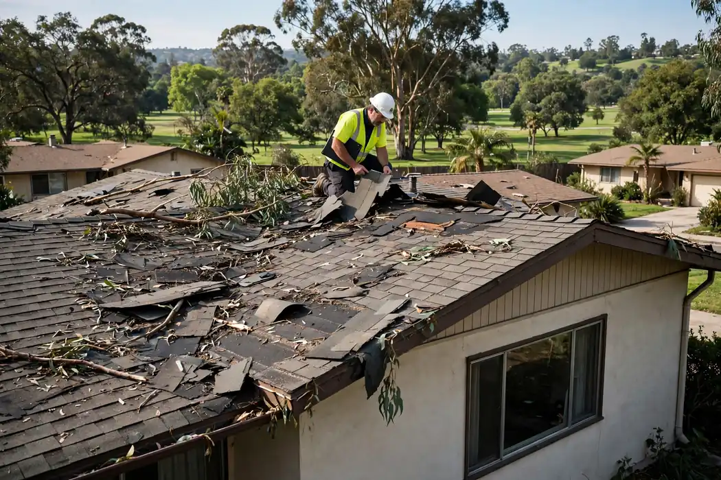 Storm Damage Roof Inspection in Green Hills Center, La Mirada, CA