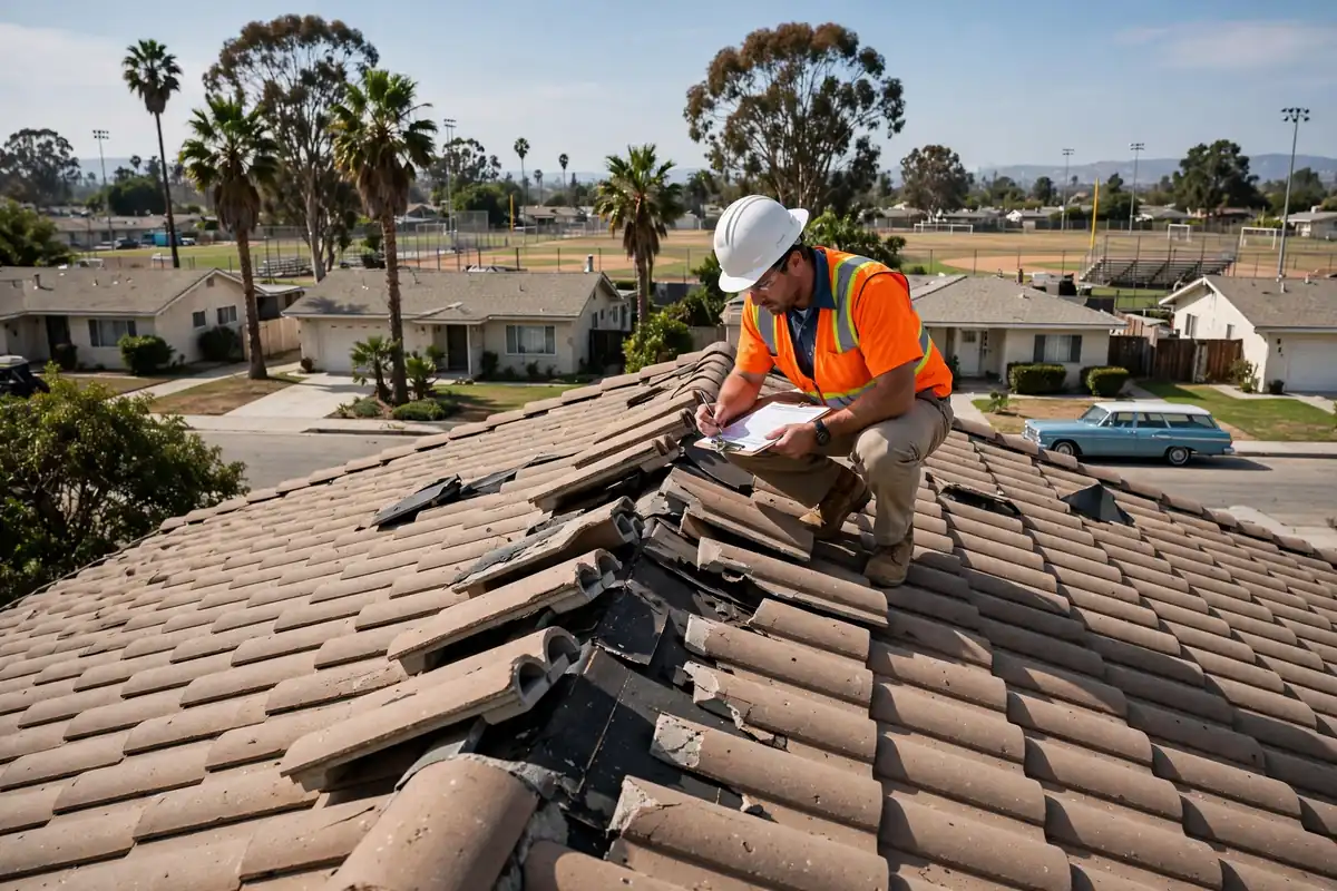 Wind Damage Roof Inspection in Alicante Park, La Mirada, CA