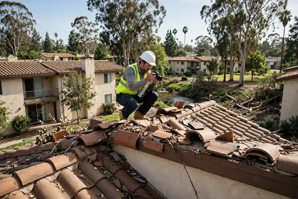 Wind Damage Roof Inspection in Creek Park, La Mirada, CA