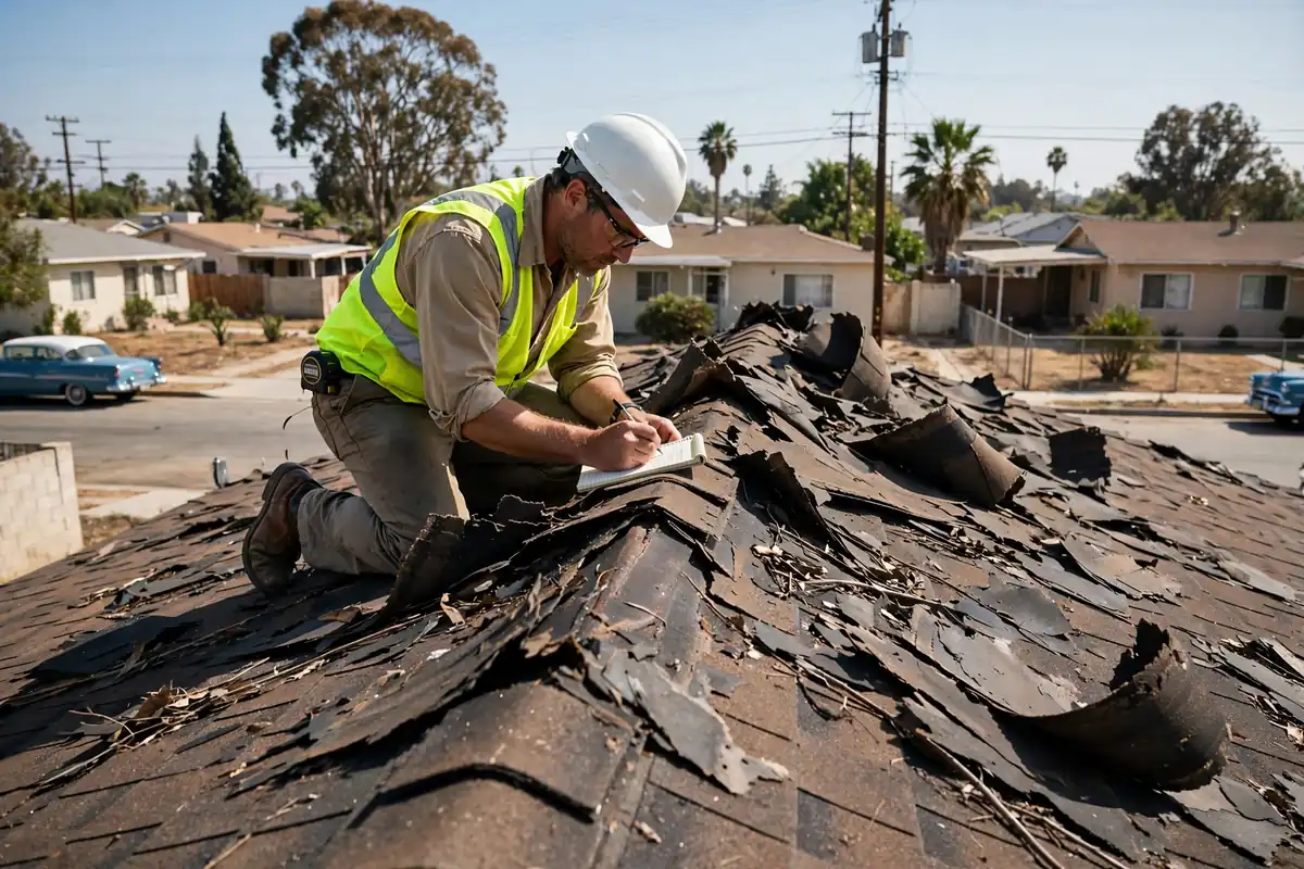 Wind Damage Roof Inspection in Foster Park, La Mirada, CA