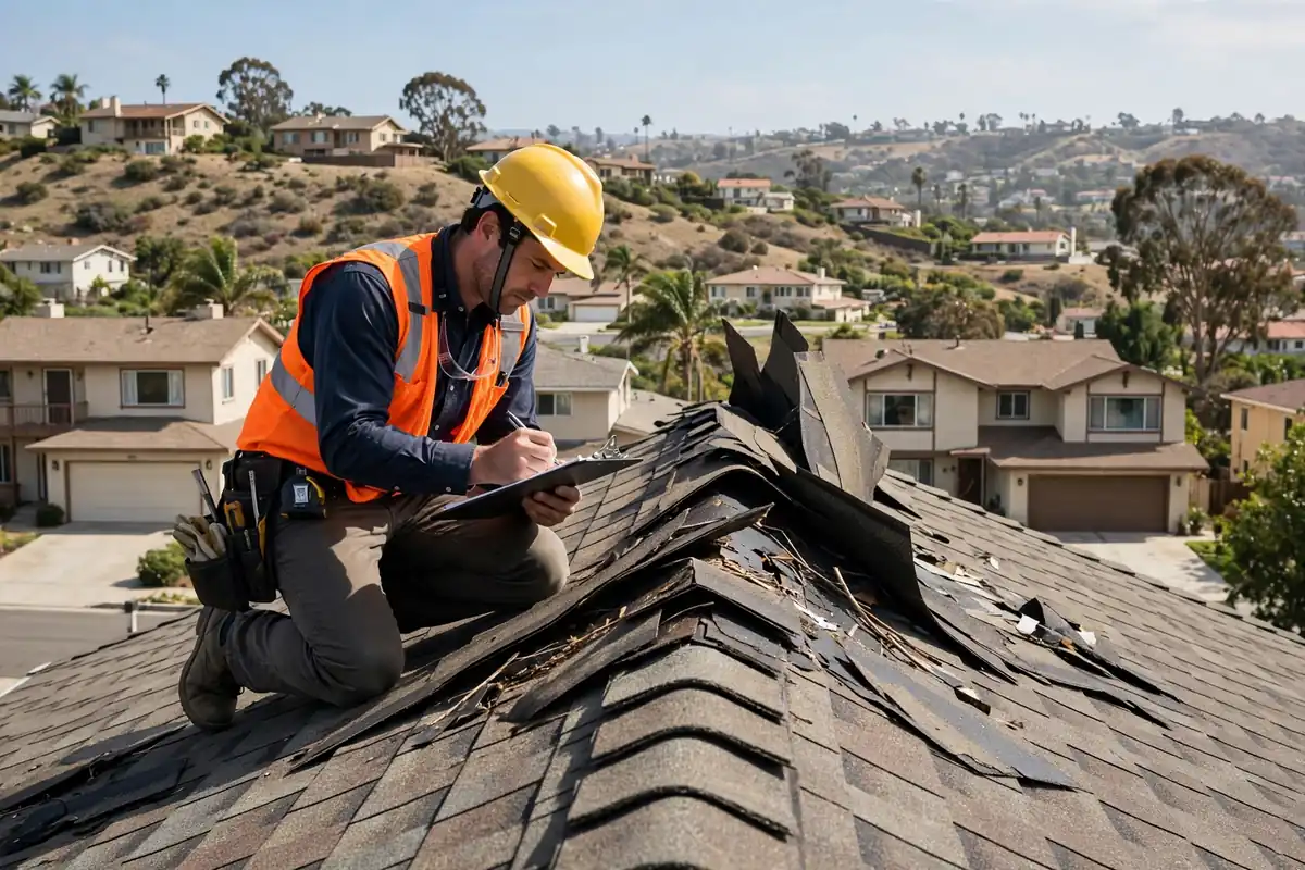 Wind Damage Roof Inspection in Knolls at Hillsborough, La Mirada, CA