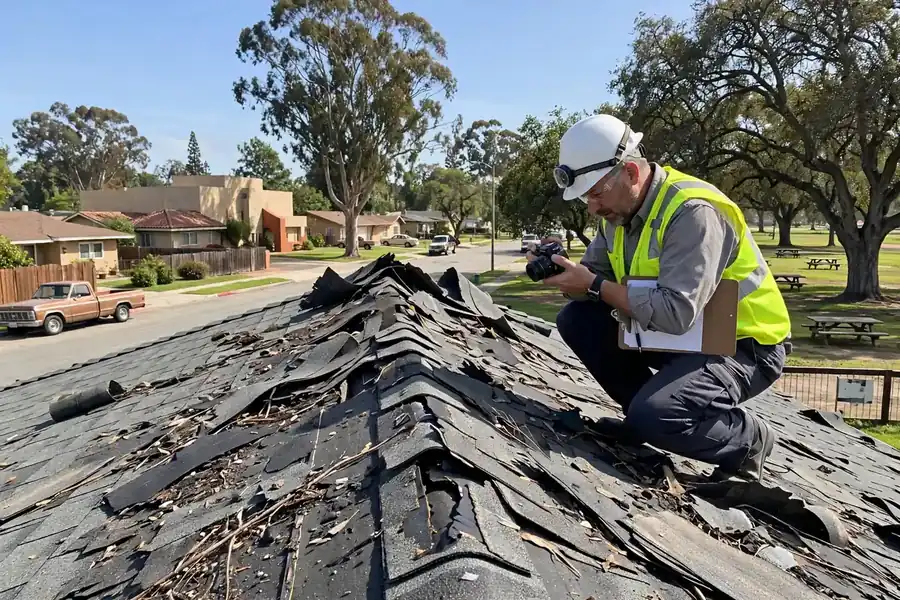 Wind Damage Roof Inspection in La Mirada Landmark, La Mirada, CA